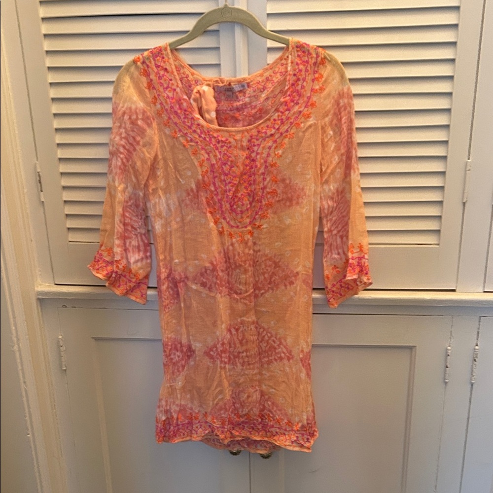 Calypso St. Barth Pink and Orange Patterned Tunic